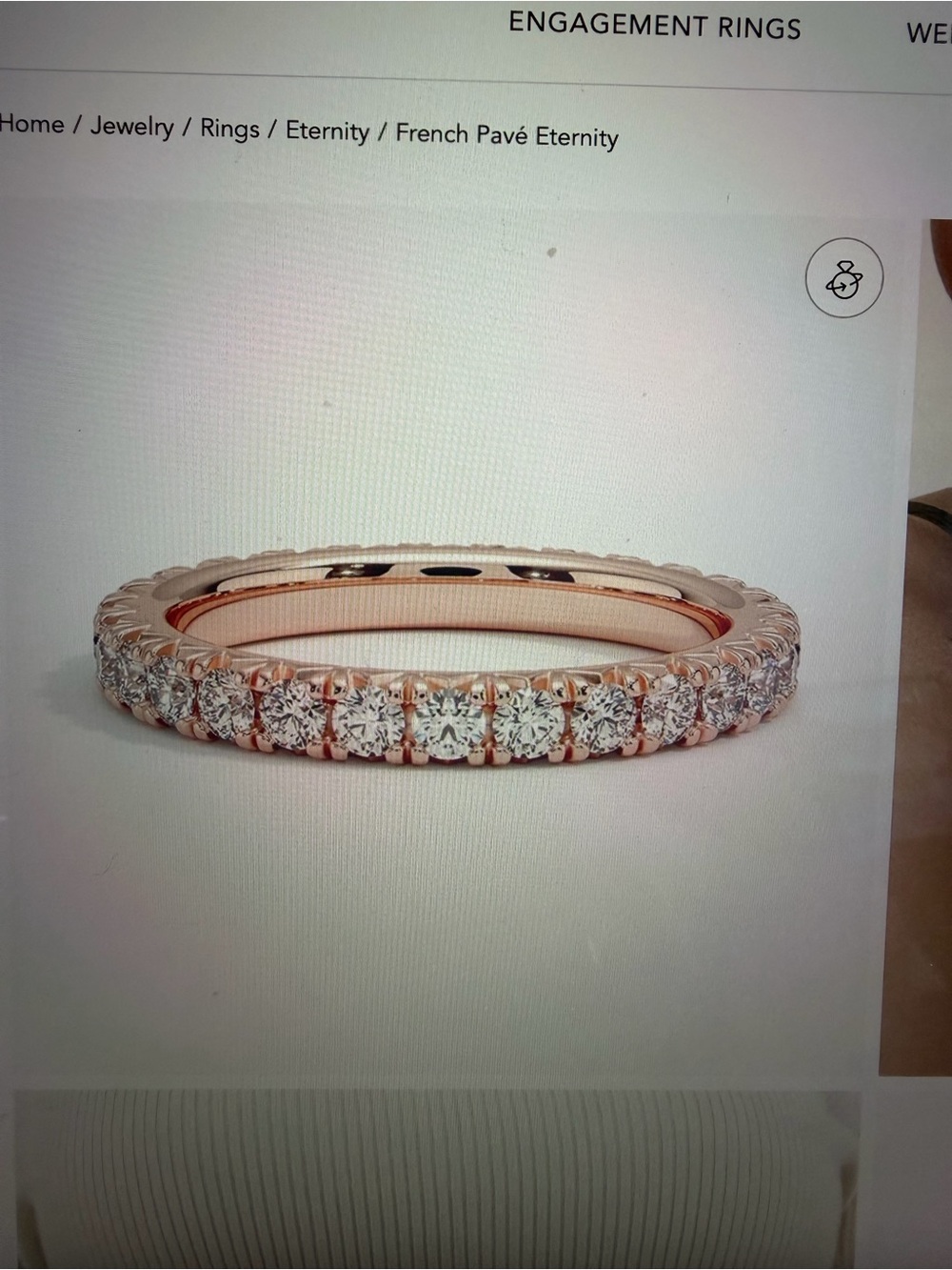 Rose 14k Gold Diamond Eternity Band - French Pavé